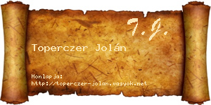 Toperczer Jolán névjegykártya